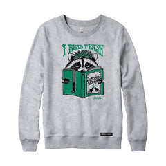 Anna M. Cullen x Black Maple Trading - Artist Collab: Raccoon Reading Trash Sweatshirt or Hoodie
