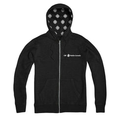 CBC Radio Canada White Hood Pattern Zip Hoody
