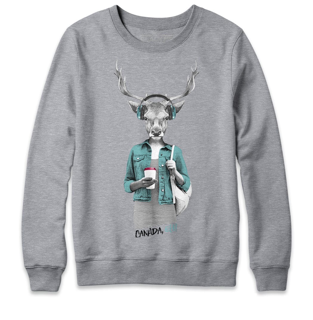 Deer with Latte Crewneck Sweatshirt