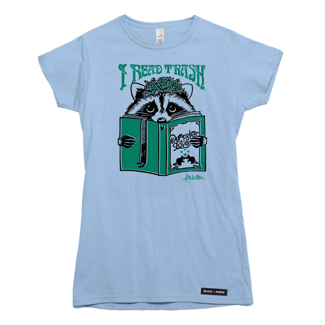 Anna M. Cullen x Black Maple Trading - Artist Collab: Raccoon Reading Trash T-shirt
