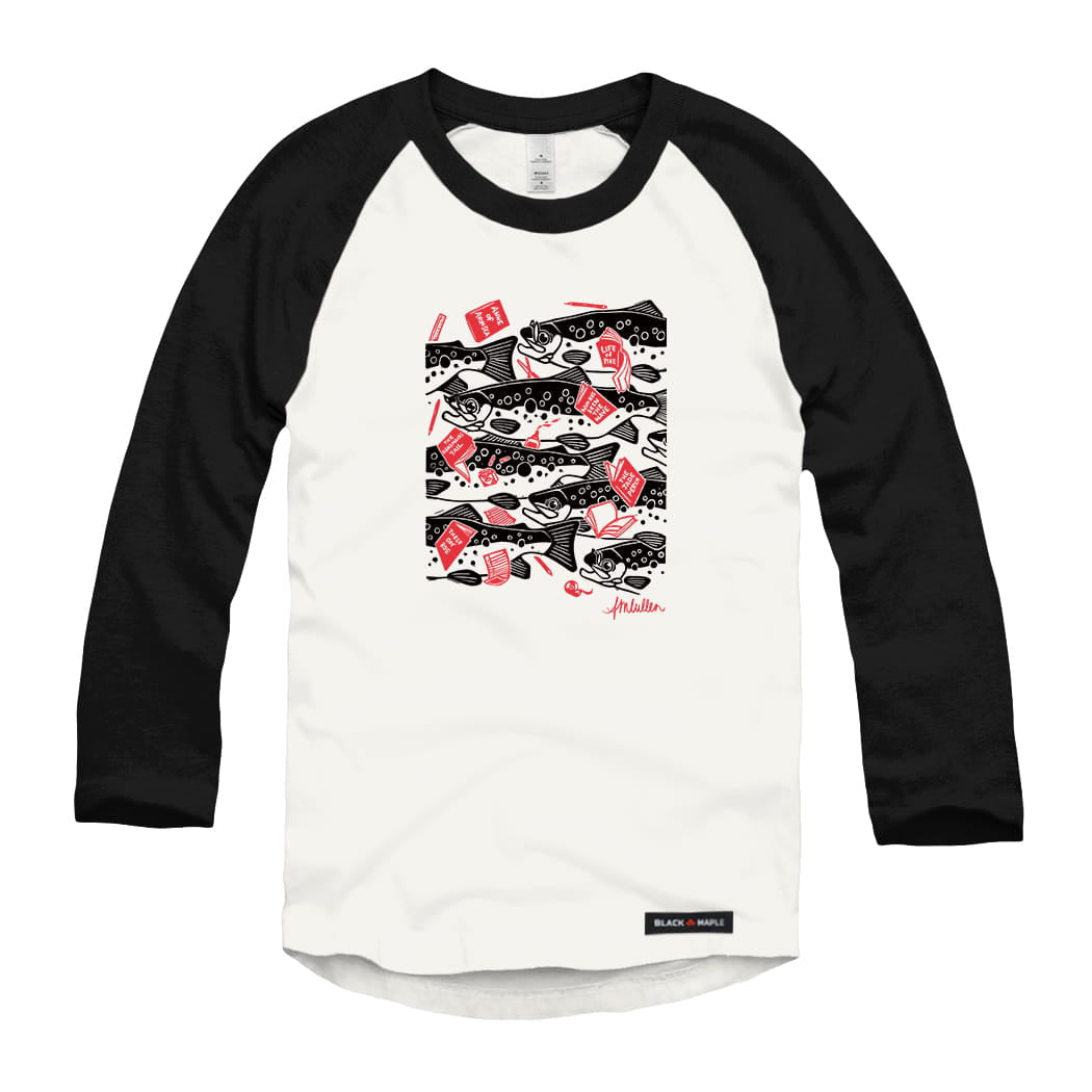 Anna M. Cullen x Black Maple Trading - Artist Collab: School of Salmon Raglan Baseball Shirt