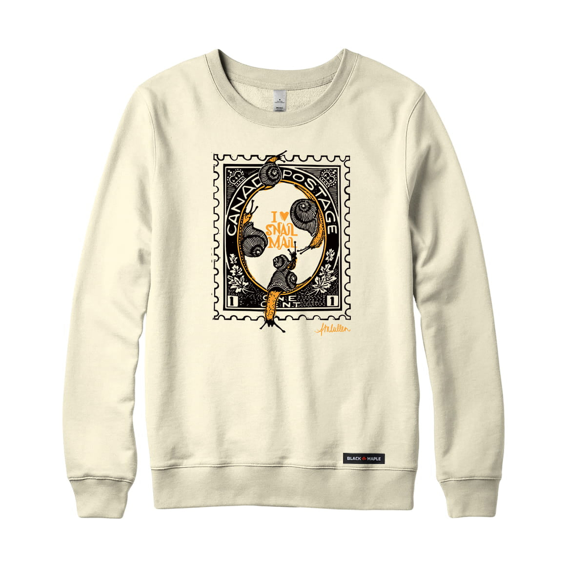 Anna M. Cullen x Black Maple Trading - Artist Collab: Snail Mail Stamp Sweatshirt or Hoodie