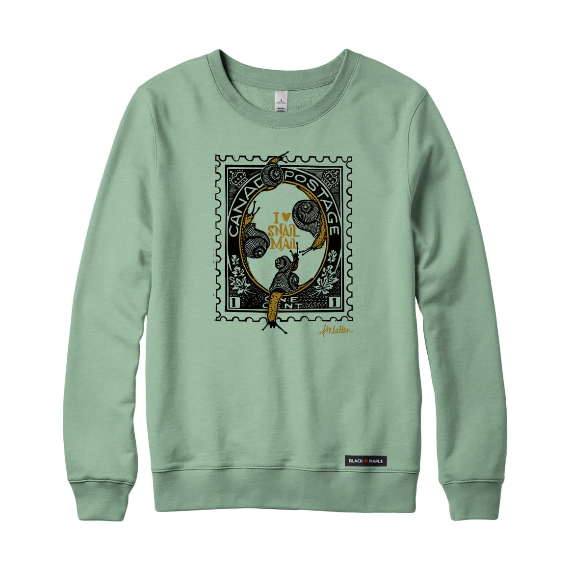 Anna M. Cullen x Black Maple Trading - Artist Collab: Snail Mail Stamp Sweatshirt or Hoodie