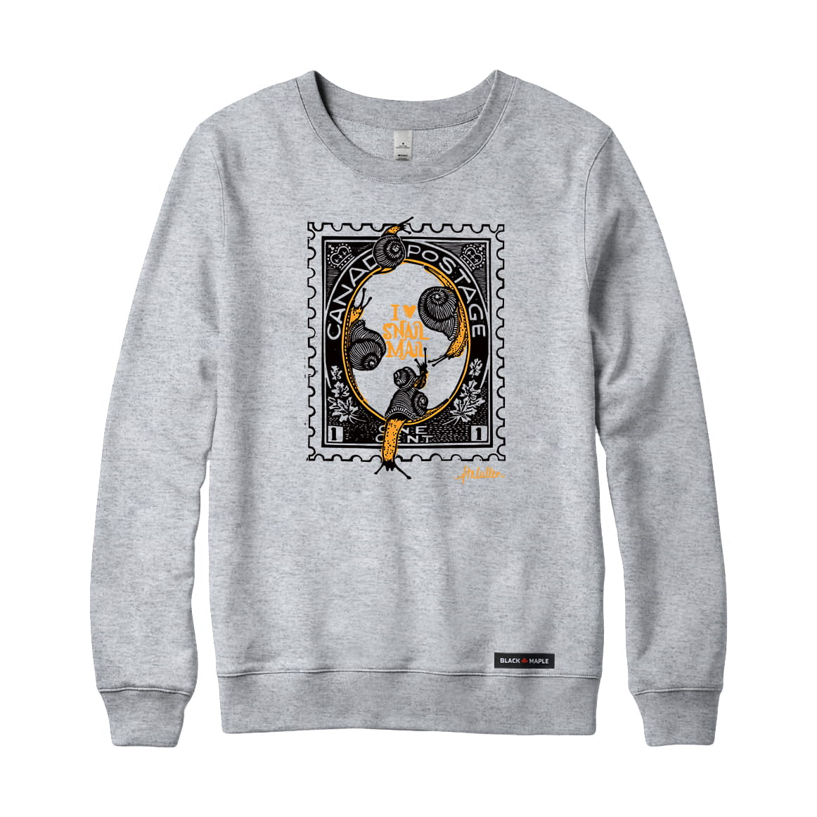 Anna M. Cullen x Black Maple Trading - Artist Collab: Snail Mail Stamp Sweatshirt or Hoodie