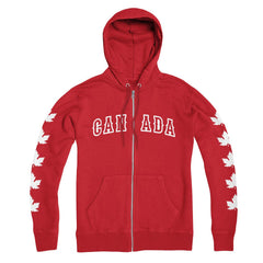 Canada Maple Leaf Sleeve Zip Hoodie