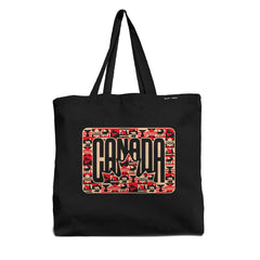 Canada Retro Leaf Patchwork Tote Bag