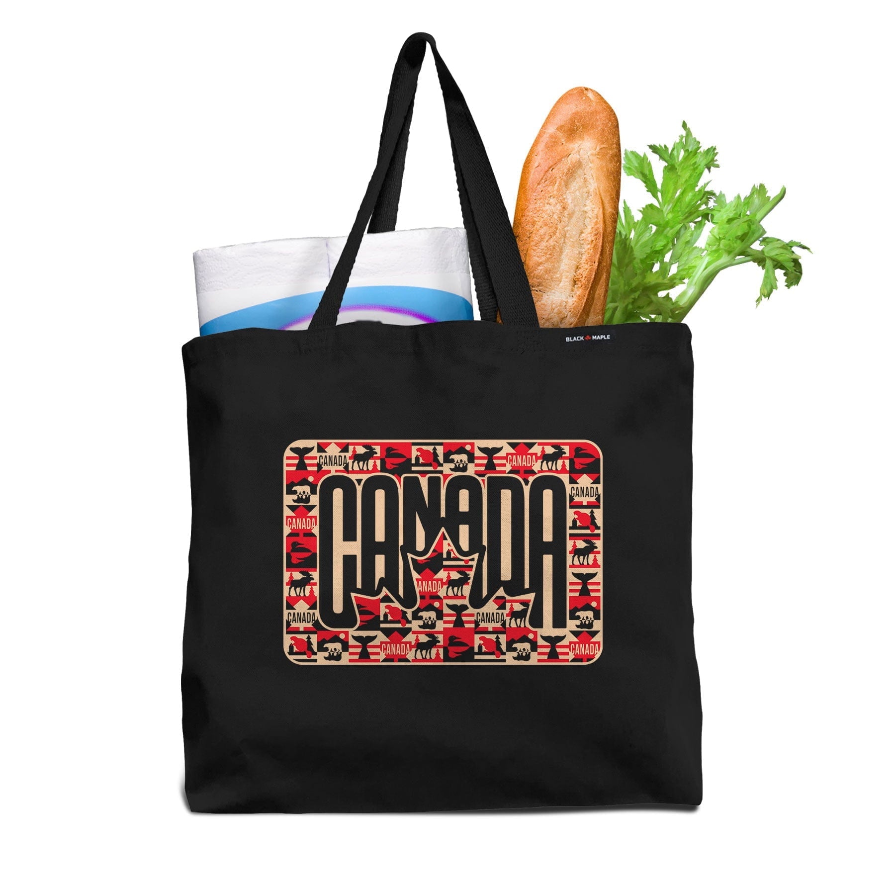 Canada Retro Leaf Patchwork Tote Bag