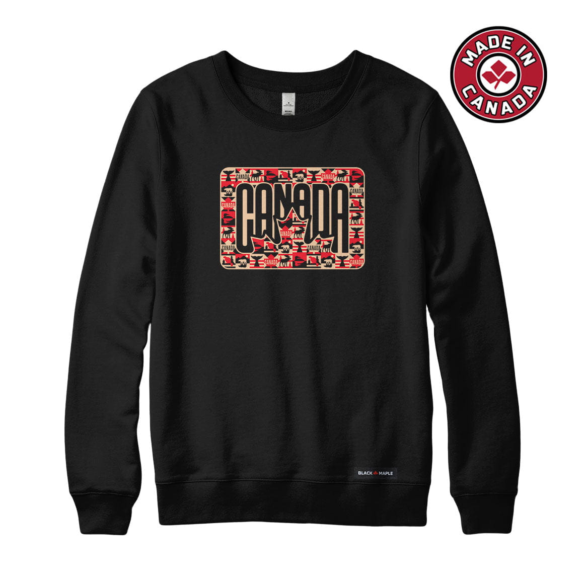 Canada Retro Leaf Patchwork Sweatshirt or Hoodie