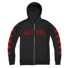 Canada Maple Leaf Sleeve Zip Hoodie