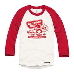 Canadian Dollar Beer Raglan Baseball Shirt