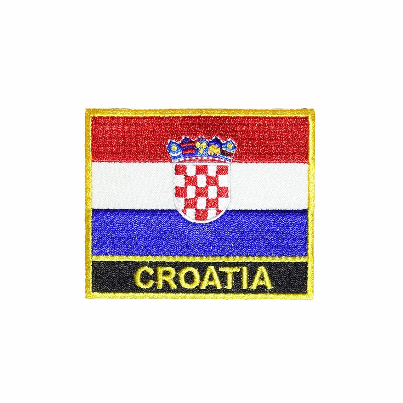 Croatia Flag Gold Frame Iron On Patch