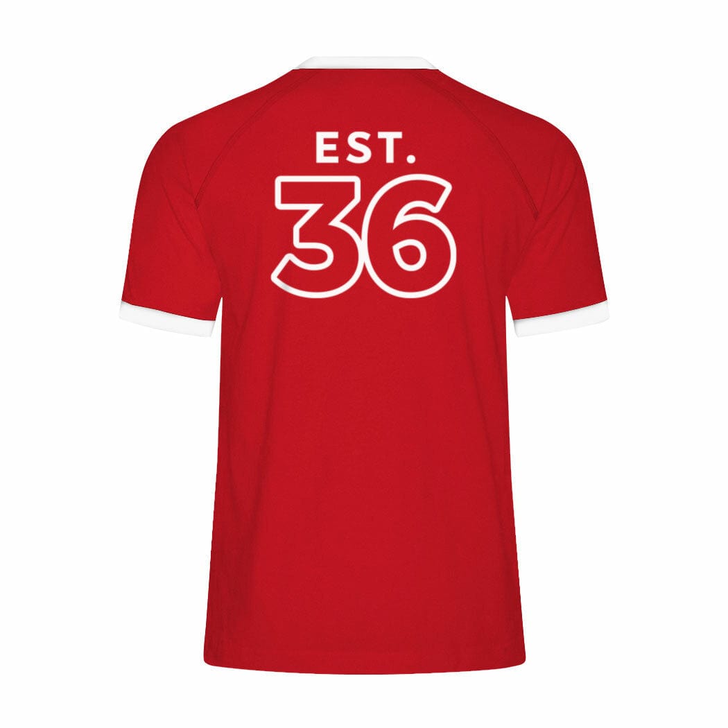 CBC White Gem Retro Stripe Ringer Tee Red with White